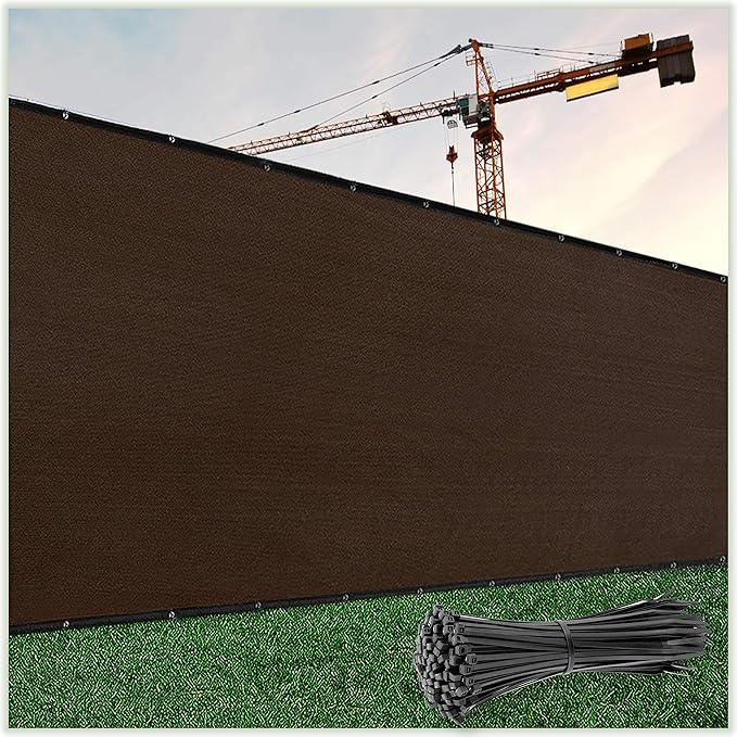 ColourTree Customized Size 6' Black and White Fence Screen Privacy Screen Heavy Duty Cable Zip Ties Included
