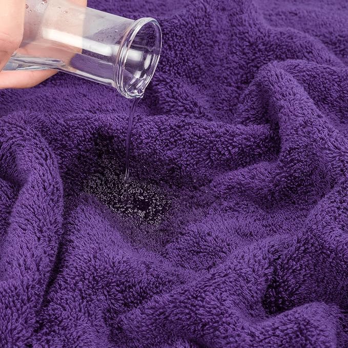 Cotton Paradise 6 Piece Towel Set, 100% Cotton Soft Absorbent Turkish Towels for Bathroom, 2 Bath Towels 2 Hand Towels 2 Washcloths, Purple Towel Set