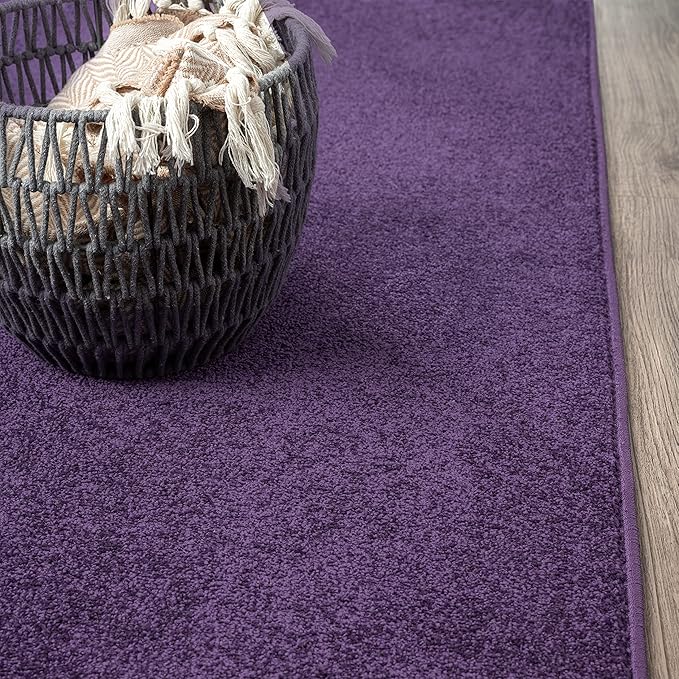 JONATHAN Y Haze Solid Low-Pile Purple 6' Round Indoor Area Rug, Coastal,Bohemian,Minimalist,Classic, Easy-Cleaning for Living Room,Bedroom,Kitchen,Pet Friendly,Non-Shedding (SEU100N-6R)