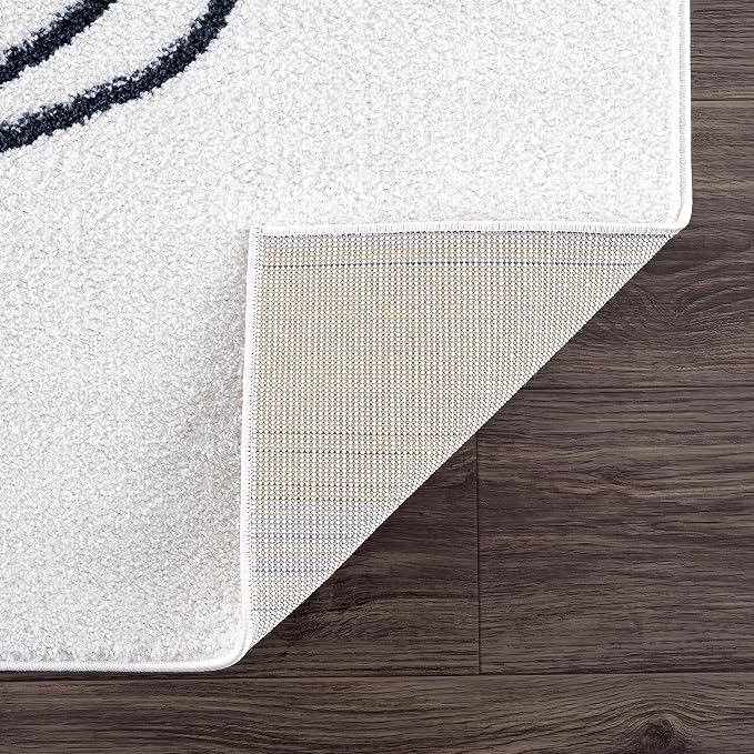 Abani Rugs Cream and Gray 6 ft. X 9 ft. Mid-Century Rug with Circles and Lines. Neutral Tones of Cream, Gray and a pop of Yellow. Minimalistic Design Turkish Stain Resistant Area Rug.