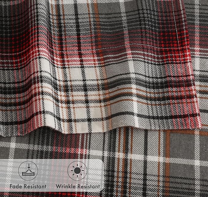 RUVANTI Flannel Sheets Full Size - 100% Cotton Double Brushed Bed Sheets Set, Deep Pockets 16 Inches, All Seasons Breathable & Extra Soft Full Sheets, Warm & Cozy, 4 Piece, Halloween Check