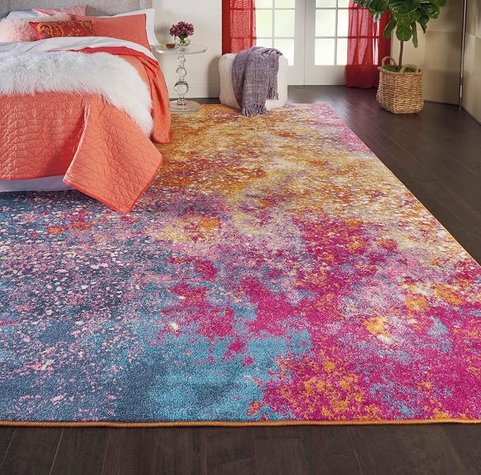 Nourison Home Passion Sunburst 8' x 10' Area-Rug, Modern, Abstract, Easy-Cleaning, Non Shedding, Bed Room, Living Room, Dining Room, Kitchen