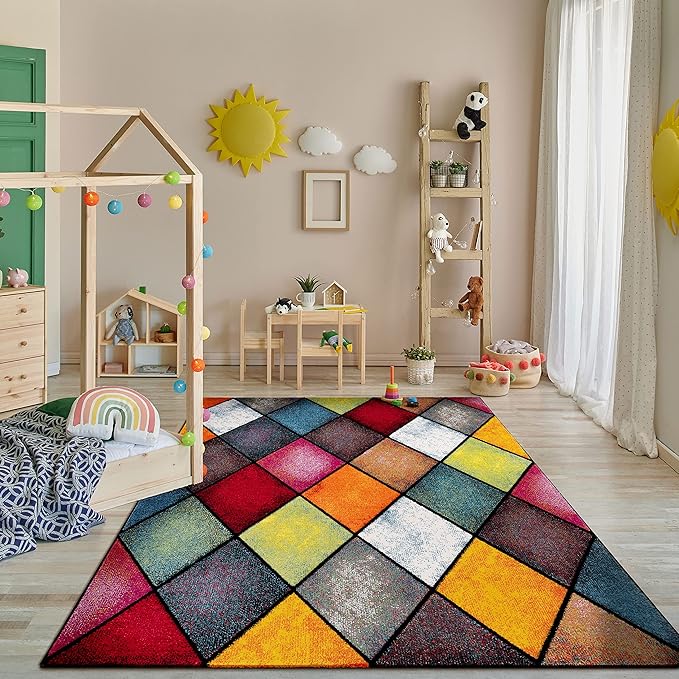 Paco Home Colorful Area Rug with Geometric Diamonds in Multicolor, Size: 2'8" x 4'11"