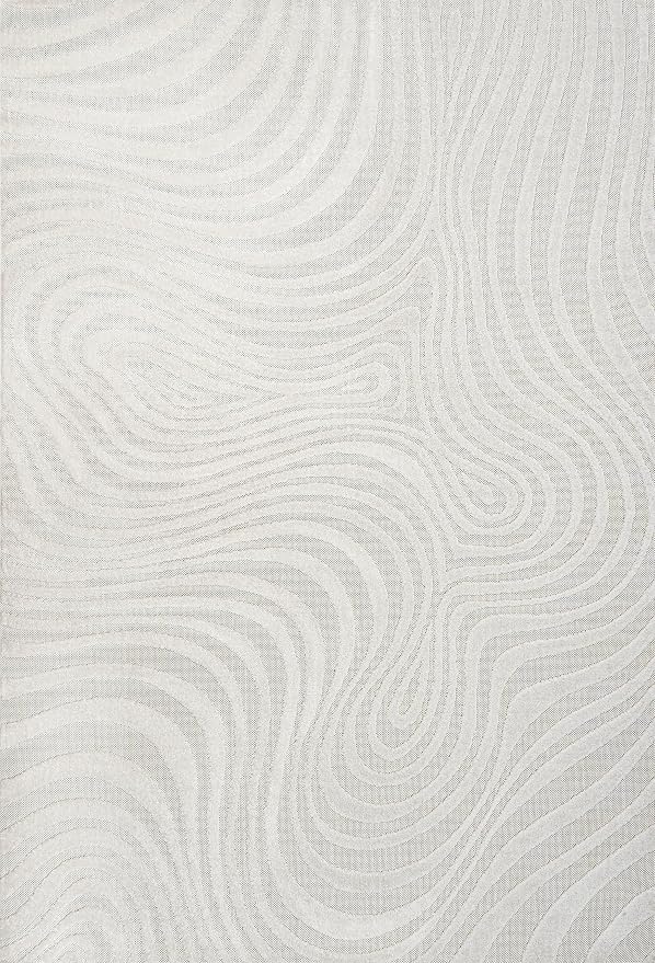 JONATHAN Y Maribo High-Low Abstract Striped Indoor/Outdoor Area Rug, Contemporary, Modern, Vintage, Bohemian for Bedroom,Kitchen,Living Room,Non Shedding,Easy-Washing, Cream, 8x10 (SCN103A-8)