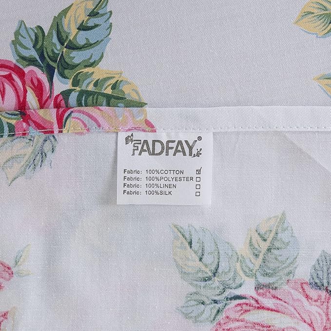 FADFAY Duvet Cover Set Twin Pink Rose Floral Bedding Shabby Peony Flower Quilt Cover Set Vintage Farmhouse Bedding 100% Cotton Soft Comforter Cover Set with Hidden Zipper Closure 3Pcs, Twin Size