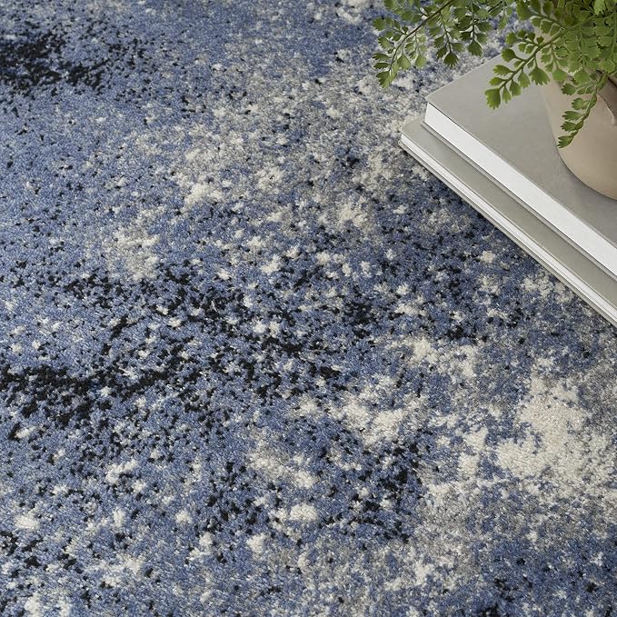 Nourison Home Passion Light Blue/Black 5'3'' x 7'3'' Area--Rug, Modern, Abstract, Easy--Cleaning, Non Shedding, Bed Room, Living Room, Dining Room, Kitchen, (5' x 7')