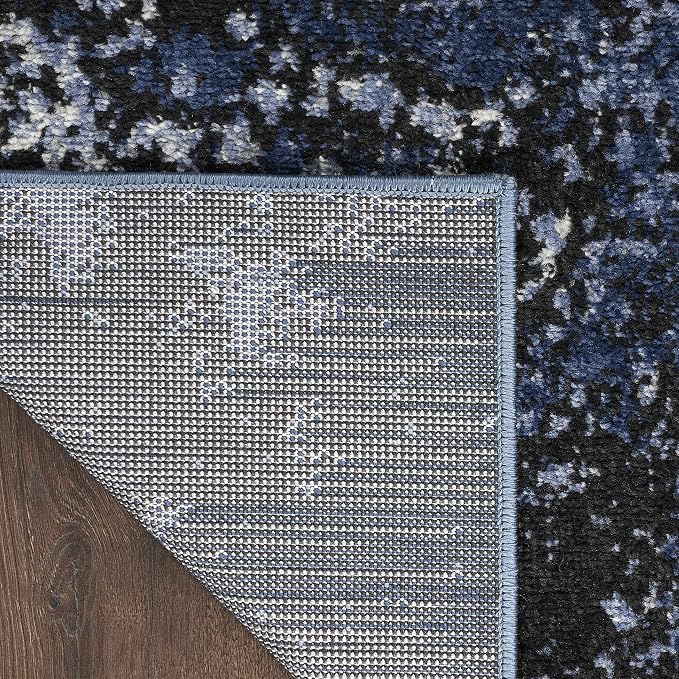 Nourison Home Passion Light Blue/Black 1'10'' x 2'10'' Area-Rug, Modern, Abstract, Easy-Cleaning, Non Shedding, Bed Room, Living Room, Dining Room, Kitchen, (2' x 3')