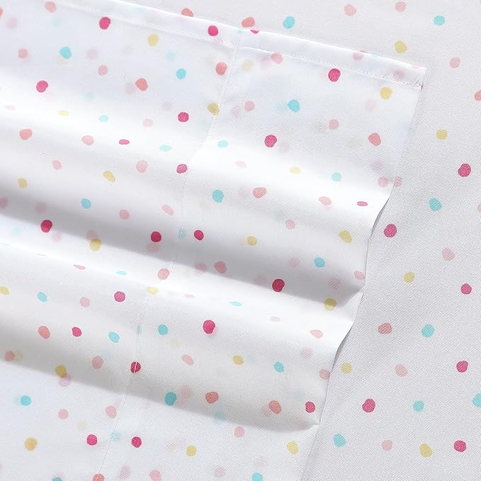 Laura Ashley Kids - Twin XL Sheet Set, Soft & Wrinkle-Resistant Toddler Bedding Set, Deep Pockets, Girl Bed Sheets with Matching Fitted Sheet & Pillowcase (Confetti Pink)