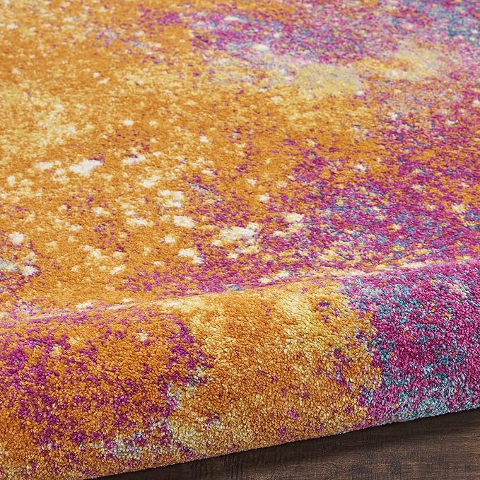 Nourison Home Passion Sunburst 1'10'' x 6' Area-Rug, Modern, Abstract, Easy-Cleaning, Non Shedding, Bed Room, Living Room, Dining Room, Kitchen, (6' Runner)