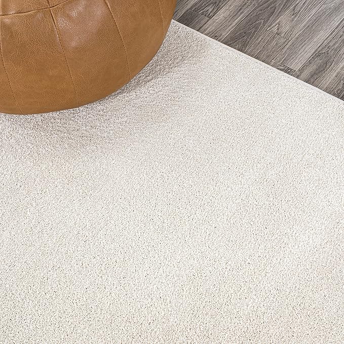 JONATHAN Y Haze Solid Low-Pile Cream 3x5 Oval Indoor Area Rug, Coastal,Bohemian,Minimalist,Classic, Easy-Cleaning for Living Room,Bedroom,Kitchen,Pet Friendly,Non-Shedding (SEU100T-3OV)