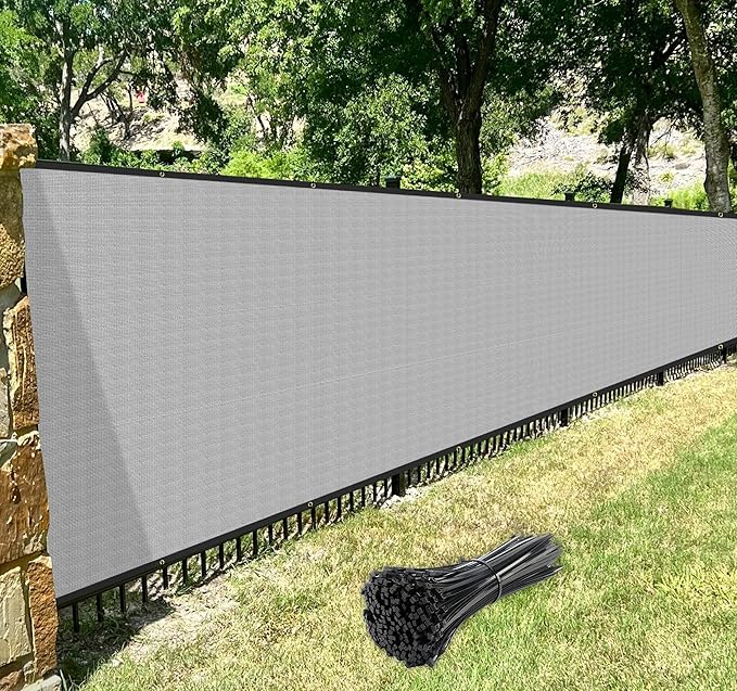 Windscreen4less Privacy Fence Screen Heavy Duty Windscreen Fencing Mesh Fabric Shade Net Cover with Brass Grommtes for Outdoor Wall Garden Yard Pool Deck, 6'x273' Light Gray