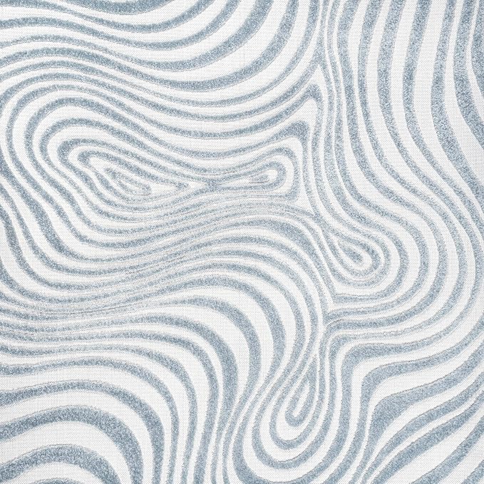 JONATHAN Y Maribo High-Low Abstract Striped Light Blue/Ivory 6x6 Square Indoor/Outdoor Area Rug, Pet Friendly, Non-Shedding, Stain Resistant, Easy-Cleaning for Backyard, Patio (SCN103C-6SQ)