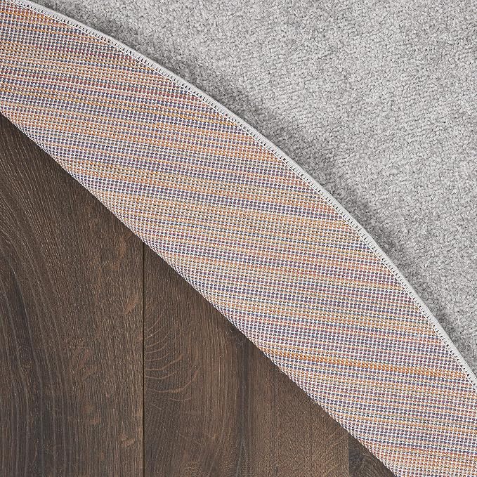 Nourison Home Nourison Essentials Silver Grey 4' x Round Area Rug - Easy Clean, Non Shedding, Bed Room, Living Room, Dining Room, Kitchen (4' x Round)