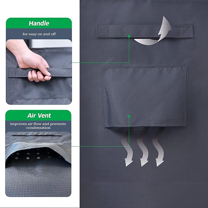 F&J Outdoors Patio Furniture Covers Waterproof UV Resistant Rip-stop Fabric Outdoor Furniture Cover, Grey, 84"Wx84"Dx27.5"H