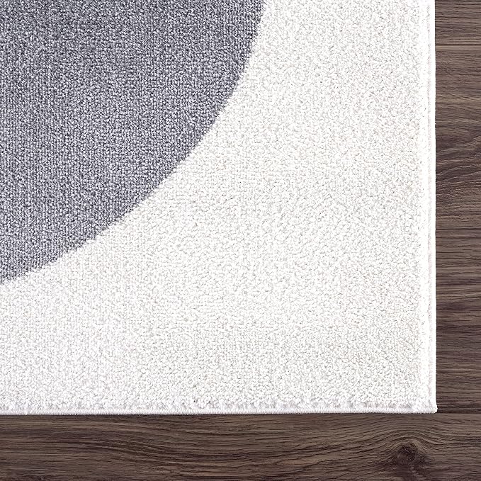 Abani Rugs Cream and Gray 4 ft. X 6 ft. Mid-Century Rug with Circles and Lines. Neutral Tones of Cream, Gray and a pop of Yellow. Minimalistic Design Turkish Stain Resistant Area Rug.