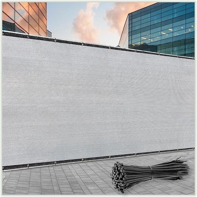ColourTree Customized Size 6' Black and White Fence Screen Privacy Screen Heavy Duty Cable Zip Ties Included