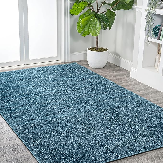 JONATHAN Y Haze Solid Low-Pile Turquoise Indoor Area Rug 6x9, Coastal,Bohemian,Minimalist,Classic, Easy-Cleaning for Living Room,Bedroom,Kitchen,Pet Friendly,Non-Shedding (SEU100H-6)