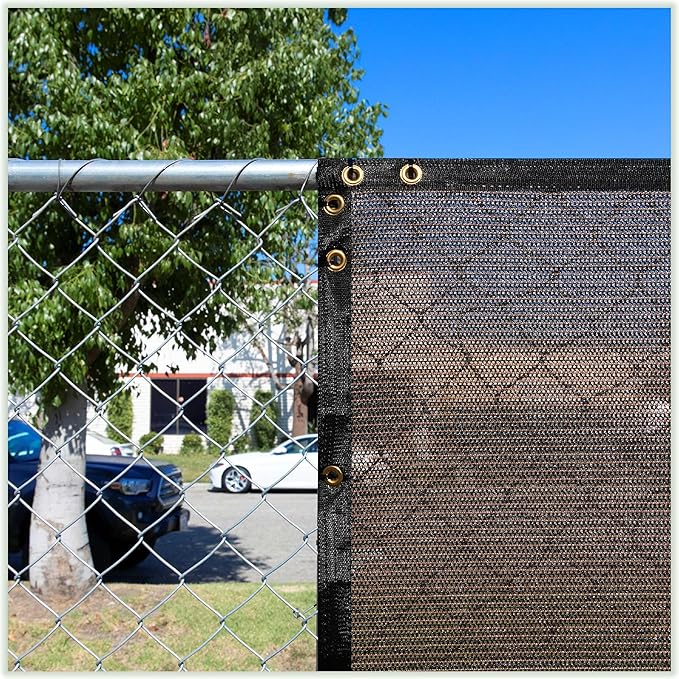 ColourTree 6' x 50' Brown Fence Privacy Screen Windscreen Cover Fabric Shade Tarp Netting Mesh Cloth - Commercial Grade 170 GSM - Cable Zip Ties Included - We Make Custom Size
