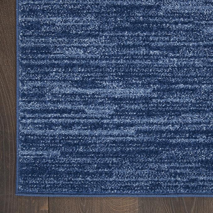 Nourison Home Nourison Essentials Navy Blue 2'2" x 10' Area Rug - Easy Clean, Non Shedding, Bed Room, Living Room, Dining Room, Kitchen (10' Runner)