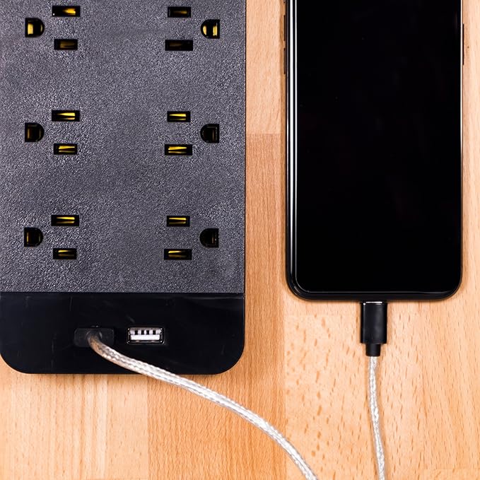 GE 37746 Ultra Pro Surge Protector 10 Outlets 4' Cord, Black