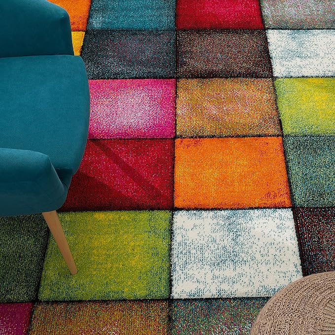 Paco Home Colorful Area Rug Checkered with Multicolor Squares, Size: 2'8" x 9'10"
