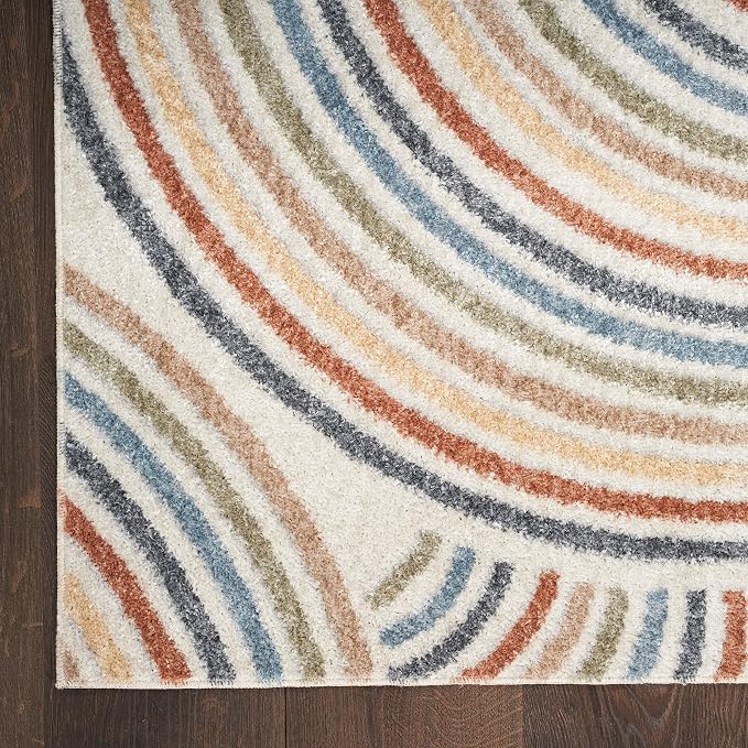 Nourison Home Astra Machine Washable Ivory Multicolor 2'2" x 10' Area Rug - Easy Clean, Non Shedding, Bed Room, Living Room, Dining Room, Kitchen (10' Runner)