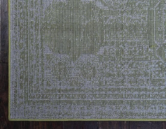 Unique Loom Bromley Collection Area Rug - Wells (2' x 6' 7" Runner, Green/ Ivory)