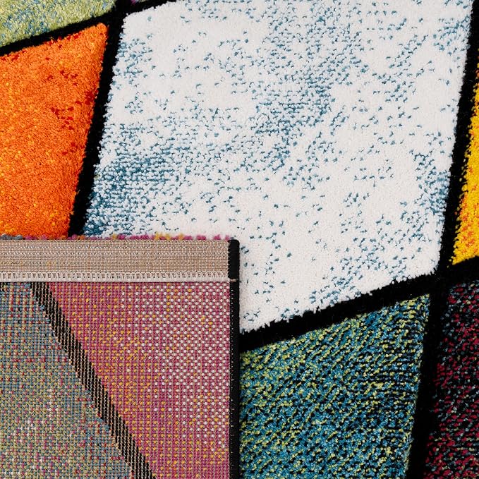 Paco Home Colorful Area Rug with Geometric Diamonds in Multicolor, Size: 2' x 3'7"