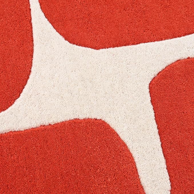 Restoration and Renovation Modern Wool Area Rug - Contemporary Abstract Geometric Design, Thick & Soft Hand-Tufted Carpet - Ideal for Indoor Decor in Living Room, Bedroom (Poppy, 5' x 8')