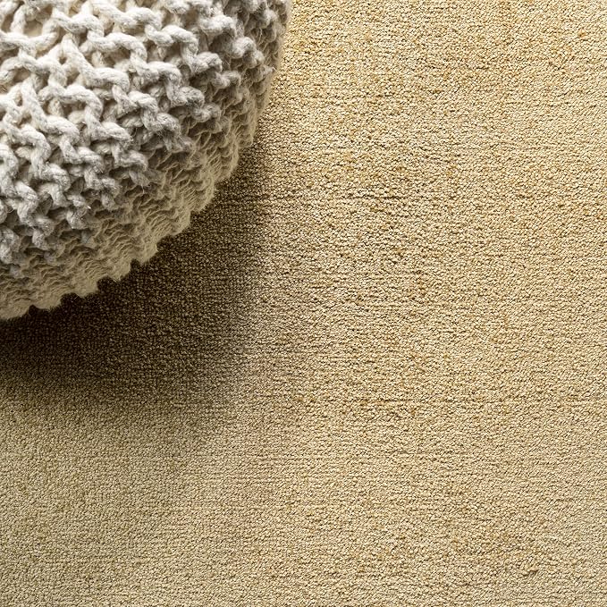 JONATHAN Y Haze Solid Low-Pile Mustard 8' Round Indoor Area Rug, Coastal,Bohemian,Minimalist,Classic, Easy-Cleaning for Living Room,Bedroom,Kitchen,Pet Friendly,Non-Shedding (SEU100B-8R)