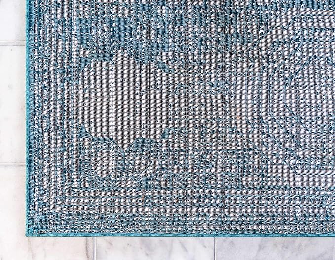 Unique Loom Bromley Collection Area Rug - Wells (7' 1" x 10' Rectangle, Turquoise/ Ivory)