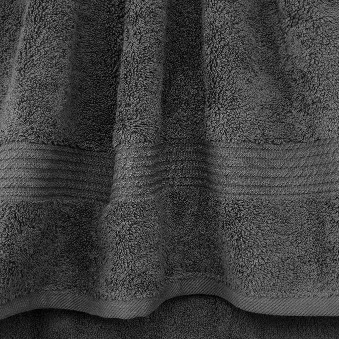 Cotton Paradise Turkish Towel Set, Soft Absorbent Quick Dry, 4 Piece Bath Towel Set, Dark Gray