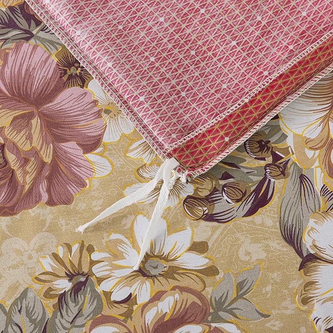 FADFAY Duvet Cover Sets Queen Tan Peony Floral Bedding Shabby Brown Flower Comforter Cover Set Vintage Farmhouse Bedding 100% Cotton Soft Quilt Cover with Hidden Zipper Closure 3 Pieces, Queen Size