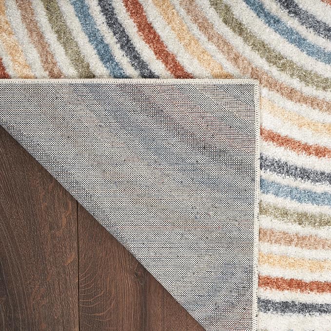 Nourison Astra Machine Washable Mid-Century Modern Ivory/Multi 5'3" x 7' Area Rug, Easy -Cleaning, Non Shedding, Bed Room, Living Room, Dining Room, Kitchen (5x7)