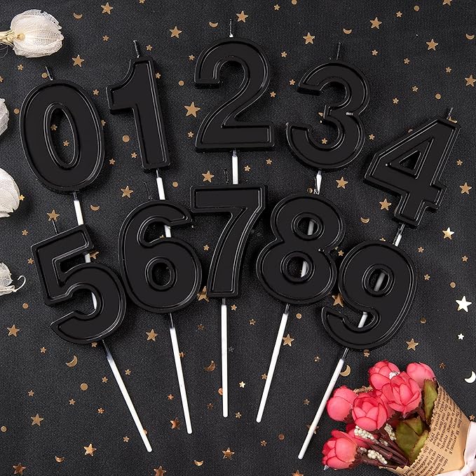PHD Luxe Black 2.76 Inch 2 Number Birthday Candles, Cake & Party Celebration