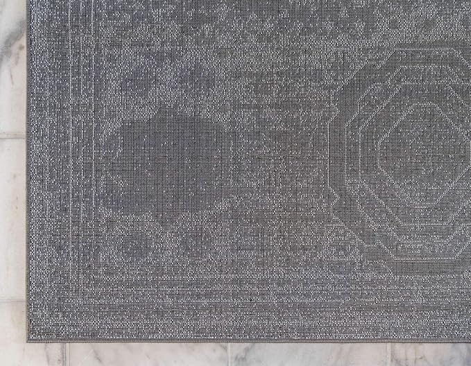 Unique Loom Bromley Collection Area Rug - Wells (2' x 13' 1" Runner, Dark Gray/ Gray)