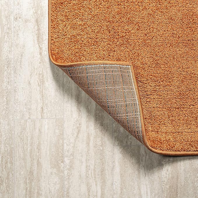 JONATHAN Y Haze Solid Low-Pile Orange Runner Rug 2x12, Coastal,Bohemian,Minimalist,Classic, Easy-Cleaning for Living Room,Bedroom,Kitchen,Pet Friendly,Non-Shedding (SEU100M-212)