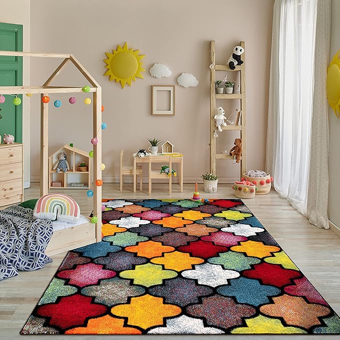 Paco Home Colorful Area Rug with Moroccan Pattern in Multicolor, Size: 5'3" x 7'7"