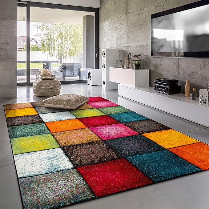 Paco Home Colorful Area Rug Checkered with Multicolor Squares, Size: 2'8" x 9'10"