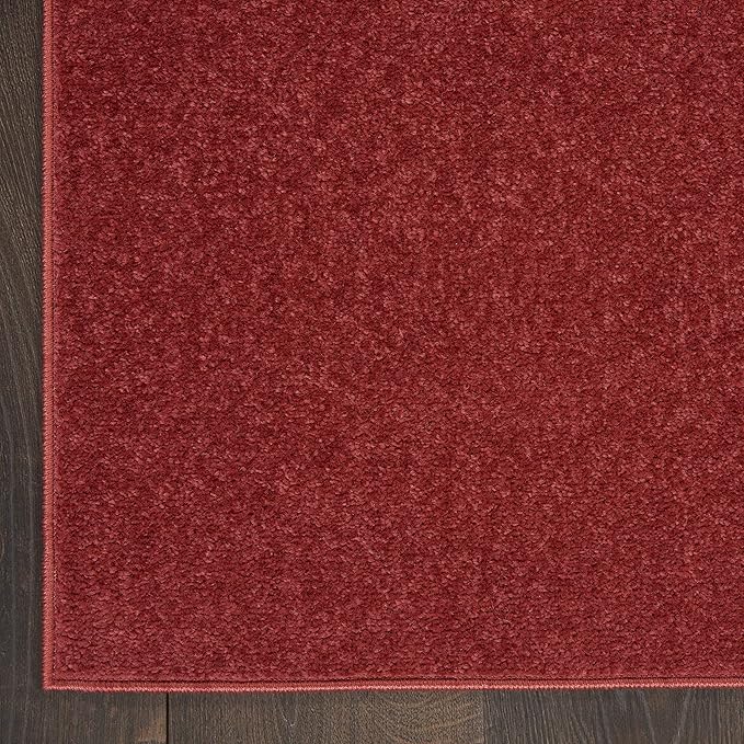 Nourison Home Nourison Essentials Brick Red 2'2" x 18' Area Rug - Easy Clean, Non Shedding, Bed Room, Living Room, Dining Room, Kitchen (18' Runner)