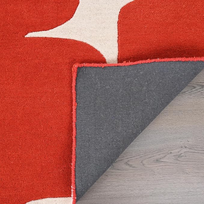 Restoration and Renovation Modern Wool Area Rug - Contemporary Abstract Geometric Design, Thick & Soft Hand-Tufted Carpet - Ideal for Indoor Decor in Living Room, Bedroom (Poppy, 8' x 10')