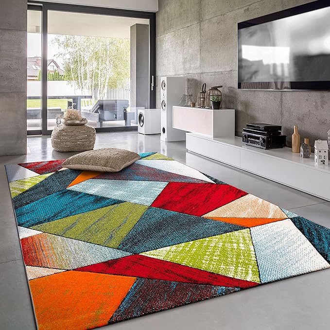 Paco Home Colorful Area Rug with Geometric Shapes in Multicolor, Size: 2'8" x 4'11"