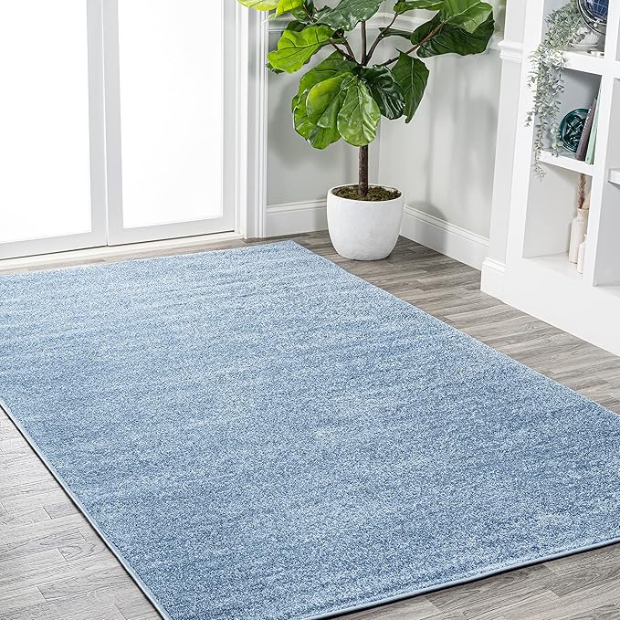 JONATHAN Y Haze Solid Low-Pile Classic Blue Indoor Area Rug 3x5, Coastal,Bohemian,Minimalist,Classic, Easy-Cleaning for Living Room,Bedroom,Kitchen,Pet Friendly,Non-Shedding (SEU100F-3)