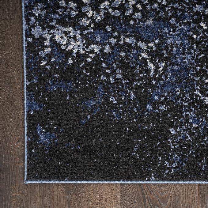 Nourison Home Passion Light Blue/Black 5'3'' x 7'3'' Area--Rug, Modern, Abstract, Easy--Cleaning, Non Shedding, Bed Room, Living Room, Dining Room, Kitchen, (5' x 7')