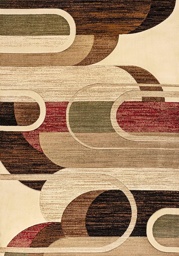 JONATHAN Y Abstract Arches Cream/Brown/Red Indoor Area Rug 8X10 ft, Tamara Retro for Living Room, Bedroom, Kitchen, Office, Easy-Cleaning, High Traffic, Pet-Friendly, Non-Shedding UNQ102A-8